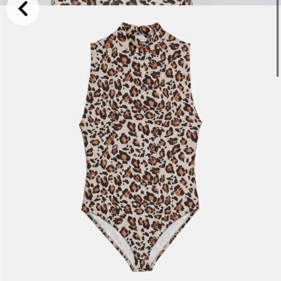Zara Leopard Print Bodysuit - Brown and Black - Picture 1 of 8